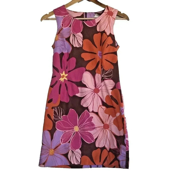 Vintage Floral Sheath Dress a la Lilly Pulitzer Sleeveless Festive Retro - Picture 12 of 13